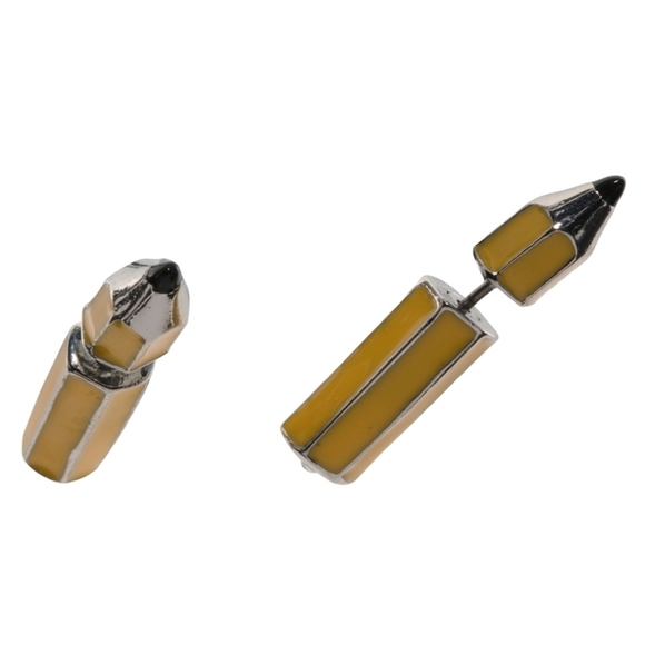 ✏️🔹️Betsey Johnson🔹️ Pencil Front Back Stud Earrings✨️✏️ - Picture 3 of 6